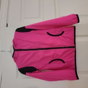 Kids hot pink and black hooded wind breaker